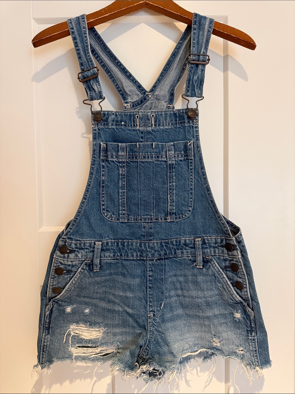 Women’s Abercrombie Denim Short Overalls XS